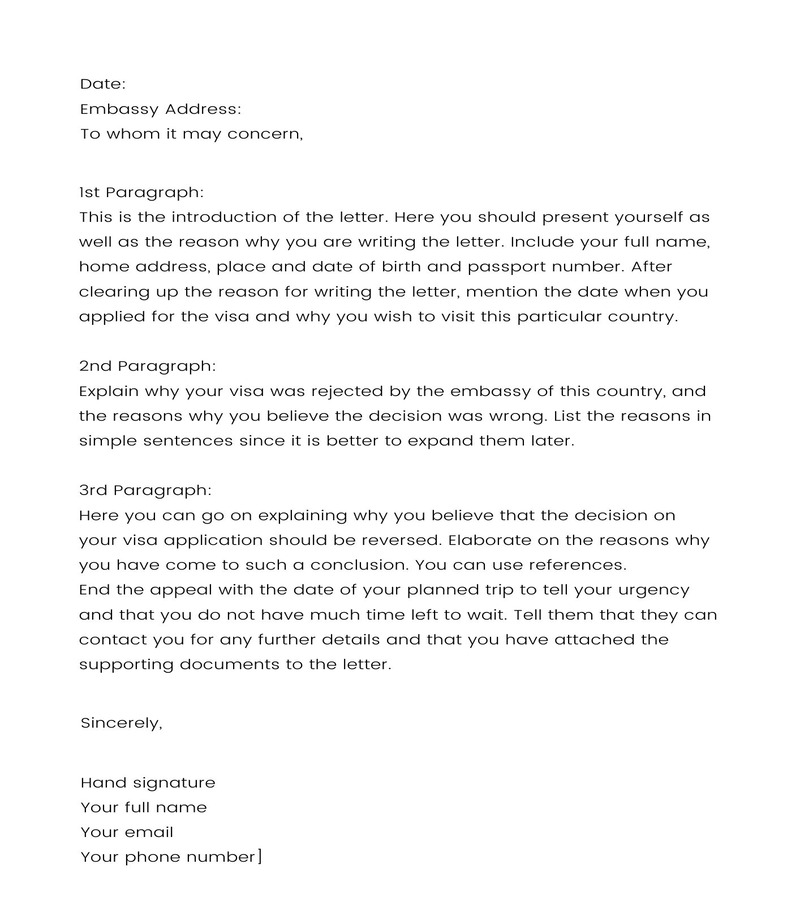 Visa Denial Appeal Letter