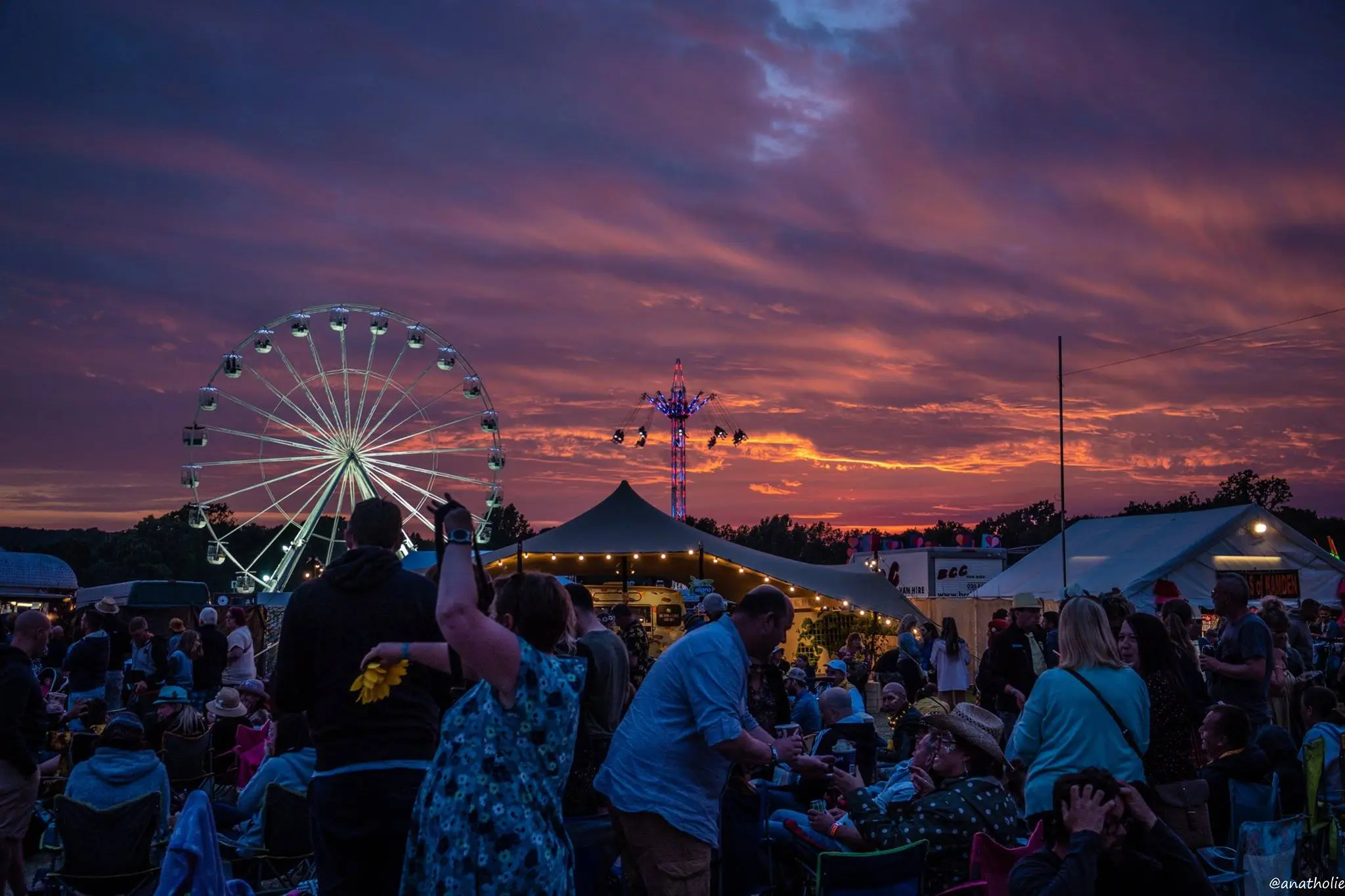 A crowd enjoying the Isle of Wight Festival in the UK.