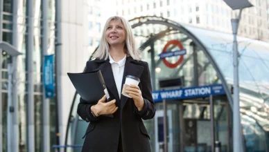 Empowered business woman working in the city