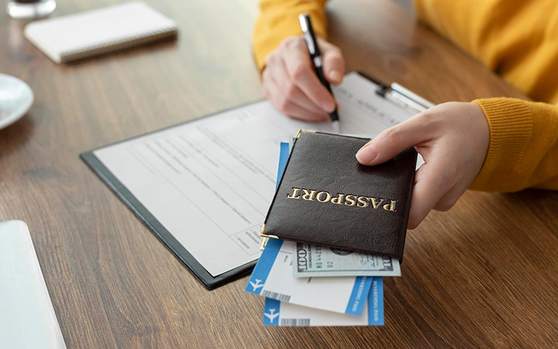 Components of a visa application and passport