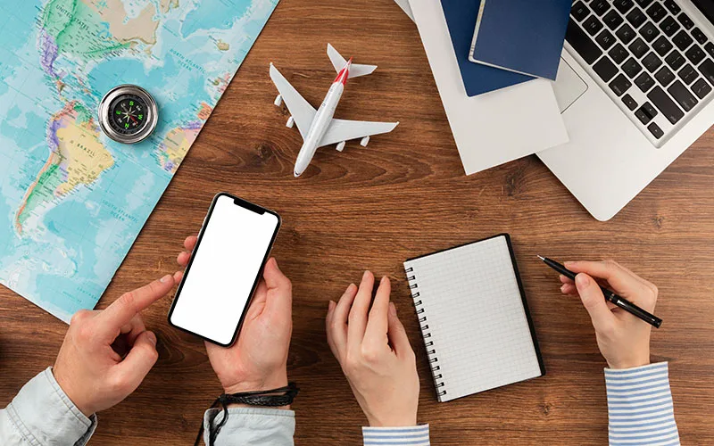 Top view of travel requirements collection