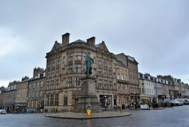 Historic Square with Statue in Edinburgh, Scotland