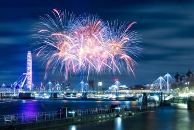 Fireworks in the sky at night ,London, United Kingdom