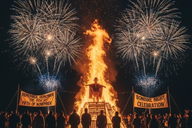 Bonfire and fireworks on Guy Fawkes Night