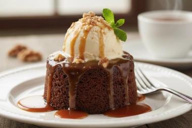 Sticky Toffee Pudding dessert and ice cream